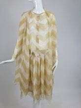 SOLD Chanel Tan and Cream Zig Zag Silk Chiffon Blouse and Skirt 2000A