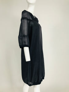 Brunello Cucinelli Black 3pc Organza & Knit Draw Cord Dress & Belt