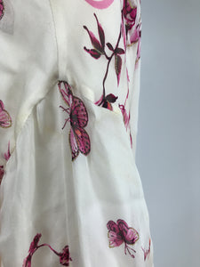 Roberto Cavalli Floral Silk Plunge Neck Dip Hem Ruffle Gypsy Dress L