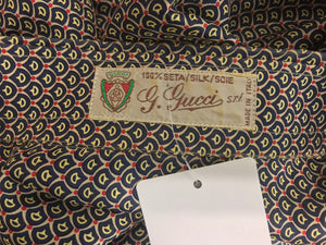 G Gucci Men's Silk Horse Bit Print Shirt 1970s