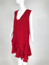 Lanvin Cherry Red Silk Blend Crepe Chemise Dress
