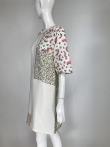 3.1 Phillip Lim Cream Patchwork Mini Floral Print Silk Dress
