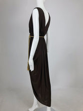 Vintage Marita by Anthony Muta Plunge Neck Jersey Petal Hem Maxi Dress 1970s NWT
