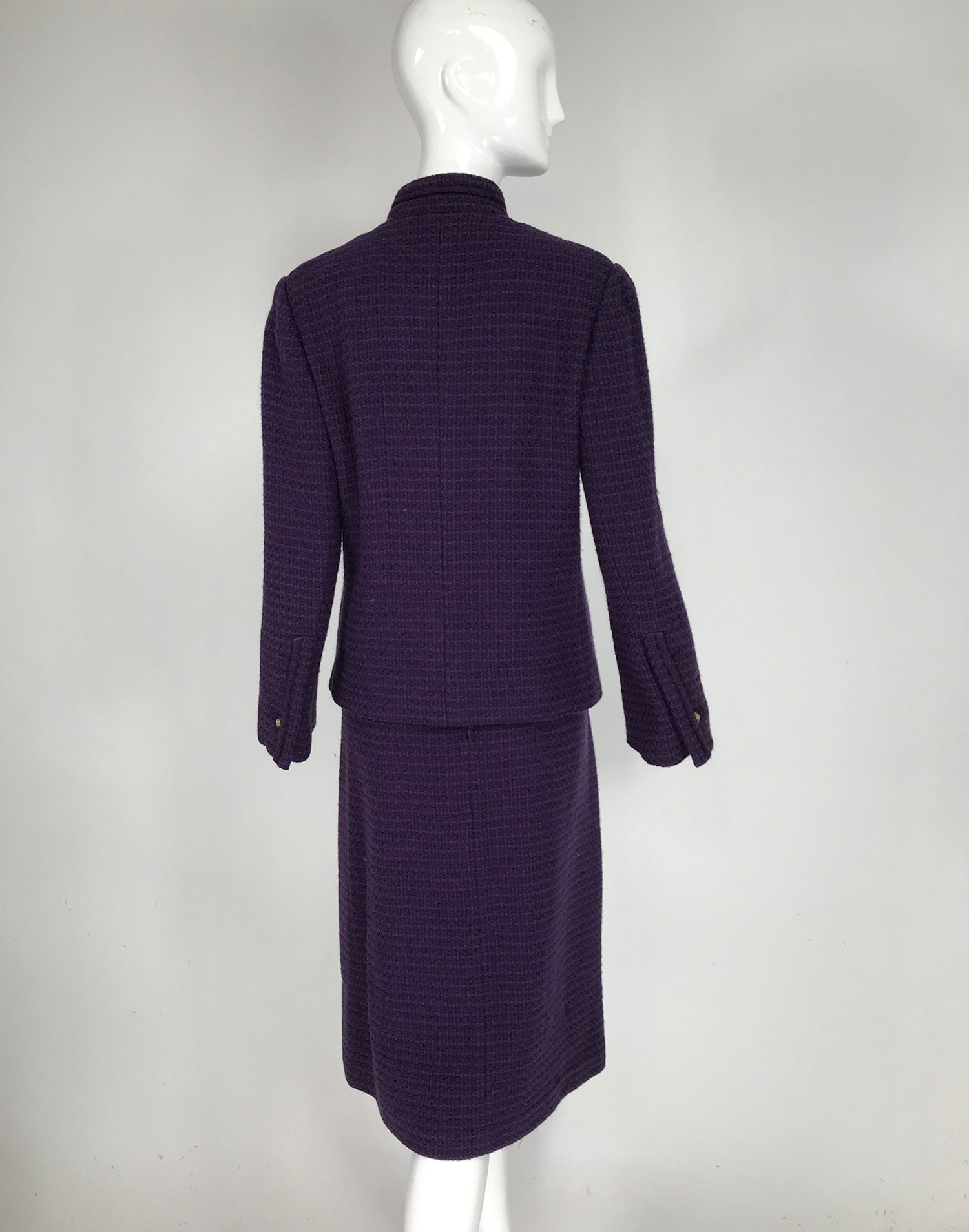 Vintage Chanel Creations Textured Purple Wool Skirt Suit 1970s – Palm Beach  Vintage