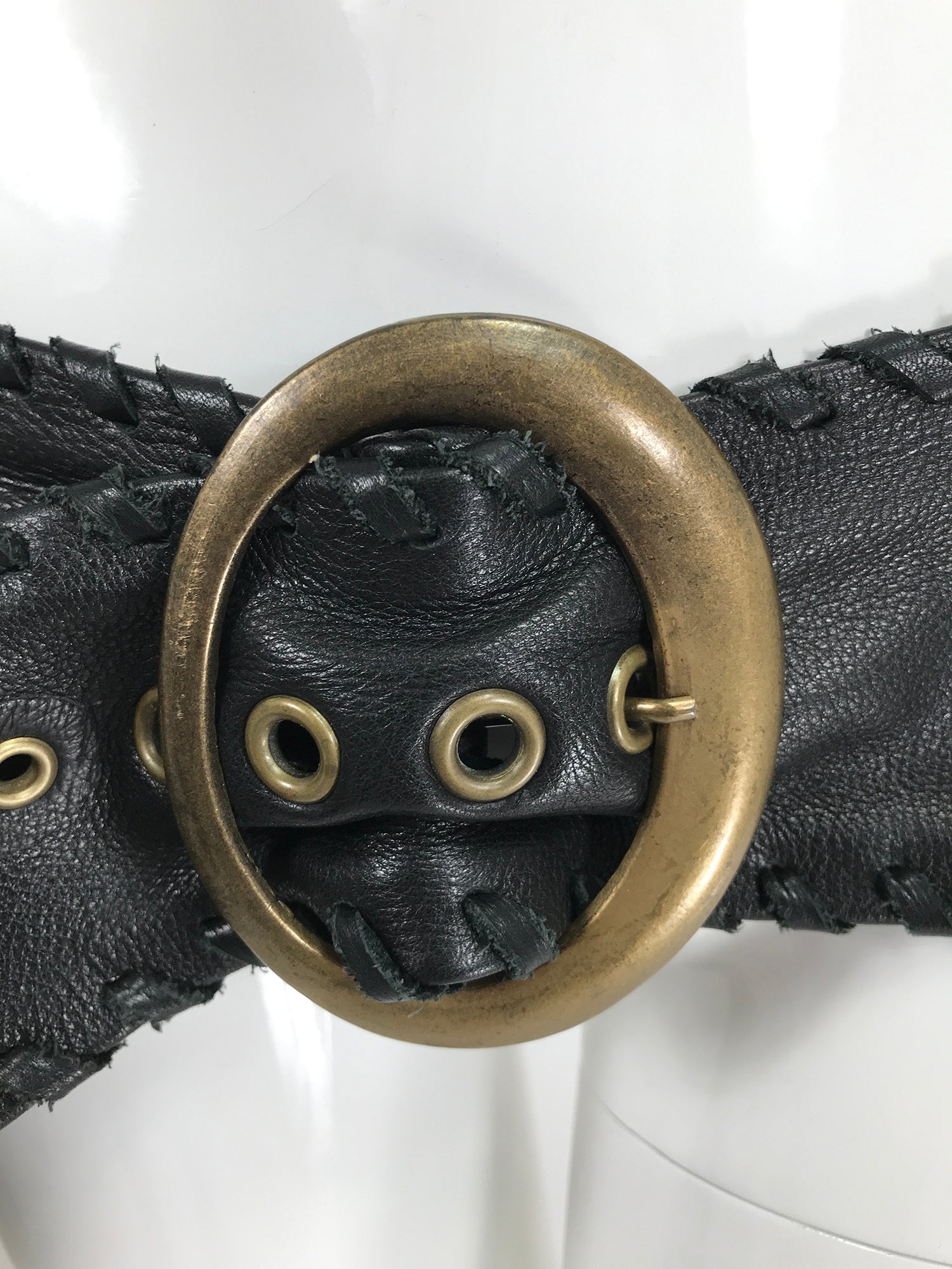 Leather Rock Contoured Soft Black Whip Stitched Wide Leather Belt Bras –  Palm Beach Vintage