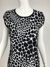 Michael Kors Black & White Knit Stretch Animal Print Dress Large
