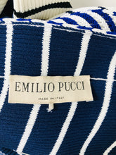 Emilio Pucci Blue & White Mixed Pattern Knit One Shoulder Asymmetrical Dress