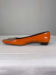 Roger Vivier Orange Patent Leather Belle du Jour Shoes 38 1/2