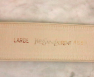 Yves Saint Laurent wide cream snake skin & leather belt 1980s