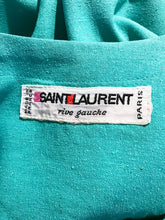 Yves Saint Laurent Rive Gauche Aqua Slub Silk Smock Dress 1970s
