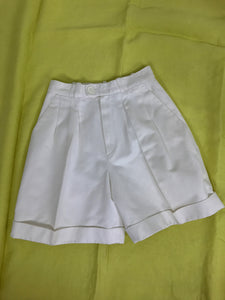 SOLD Yves Saint Laurent white cotton twill cuffed shorts 1970s