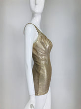 De Weese Designs 1950s Gold Metallic & Rhinestone Pin Up Swimsuit 14/36