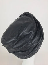 SOLD Mr John Jr black leather turban style hat, 1960s