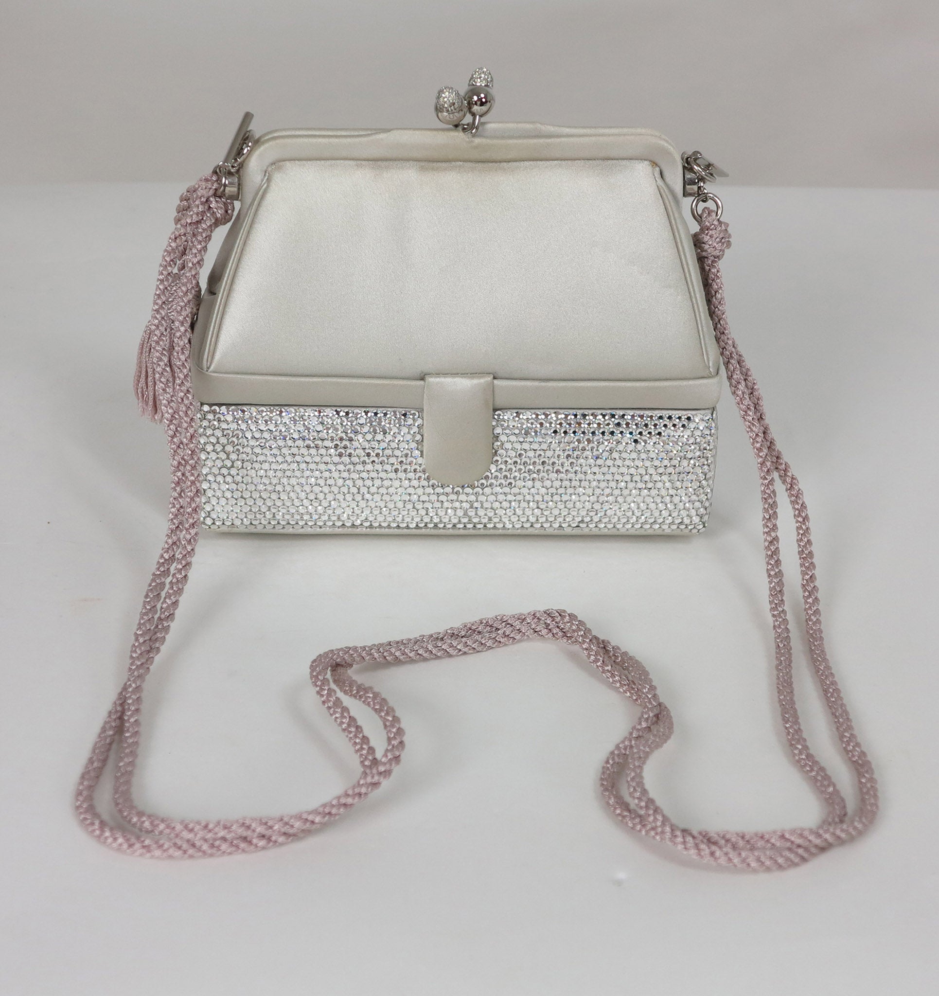Silver Fan-shaped Crystal Handbag by Judith Leiber