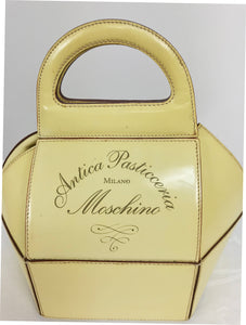 SOLD Moschino Pastry Box Glazed Leather Handbag Vintage 1980s