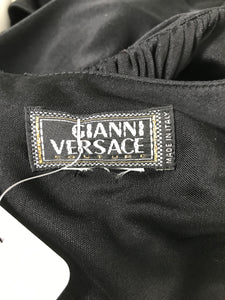 Gianni Versace Couture Black Silk Jersey Low Scooped Shirred Bodice Cocktail Dress 1980s