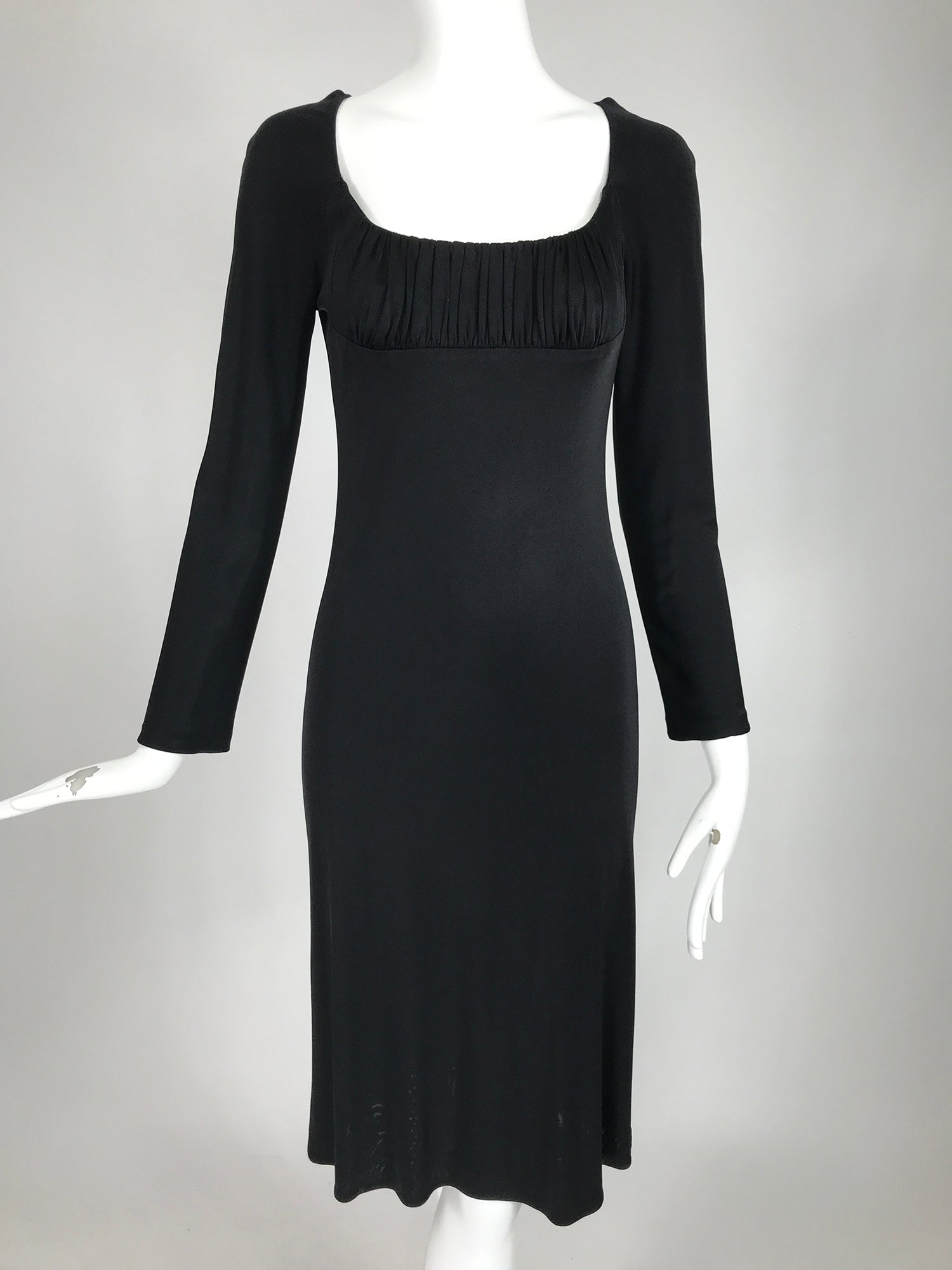 SOLD Gianni Versace Couture Black Silk Jersey Low Scooped Shirred Bodi Palm Beach Vintage SOLD Gianni Versace Couture Black Silk Jersey Low Scooped Shirred Bodi Palm Beach Vintage