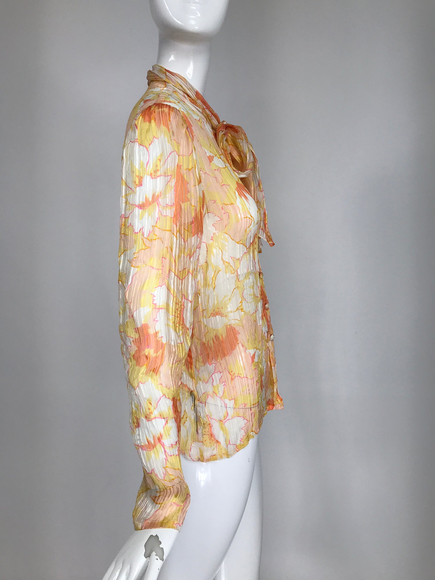 Vintage 70s JEAN LOUIS SCHERRER Haute Couture Silk Floral 