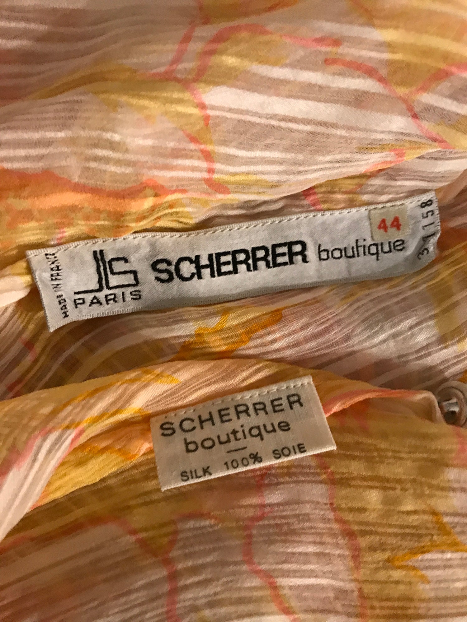 Jean Louis Scherrer Boutique Abstract Floral Ribbon Stripe Silk