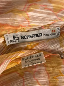 Jean Louis Scherrer Boutique Abstract Floral Ribbon Stripe Silk Blouse 1990s