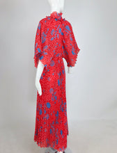 SOLD Zandra Rhodes Coquille Print Pleated Caftan and Maxi Dress Set 1970s