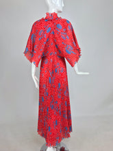 SOLD Zandra Rhodes Coquille Print Pleated Caftan and Maxi Dress Set 1970s