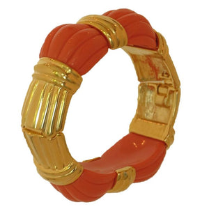 Kenneth J Lane coral & gold hinge clamper bracelet barely worn
