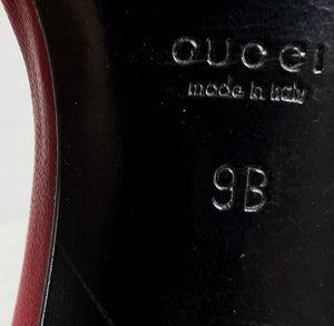 Gucci wine red leather Lucite heel mules 9B Unworn