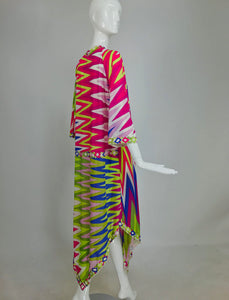 SOLD Emilio Pucci Zig Zag Colour Bright Gown and Robe Set EPFR 1970s
