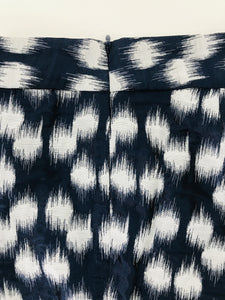 Josie Natori Ikat Woven Trouser in Blue Black Metallic & White