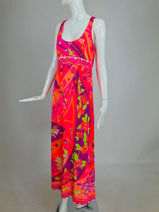 SOLD Emilio Pucci Neon Print gown and robe set EPFR from the 1970s