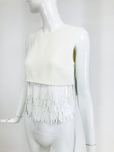 Jason Wu Ivory Crepe Cropped Paillette Fringed Top Unworn with Tags