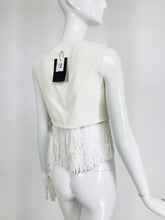 Jason Wu Ivory Crepe Cropped Paillette Fringed Top Unworn with Tags