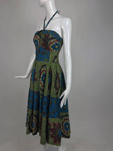 Vintage Miss Hawaii by Kamehameha batik print halter neck dress 1950s