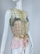 Oscar de la Renta Pink Cream Sequin Lace Top & Silk Camisole Unworn with Tags
