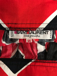 Yves Saint Laurent Red and Black Harlequin Print Skirt Vintage