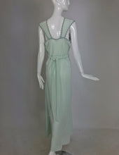 Vintage 1930s Blue Silk Hand Embroidered Cut Work Bias Cut Gown