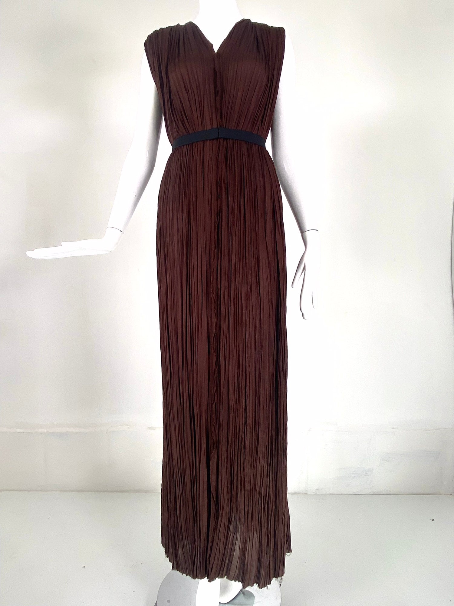 SOLD Lanvin Ete' 2005 Alber Elbaz Fortuny Pleated V Neck Maxi
