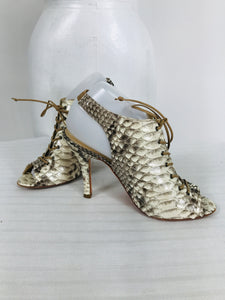 Alexandre Birman Python Laced Front Open Toe Sling Back High Heels 9B