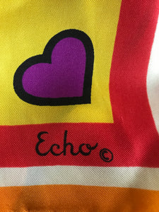 Heart Love Silk Scarf Echo 1960s