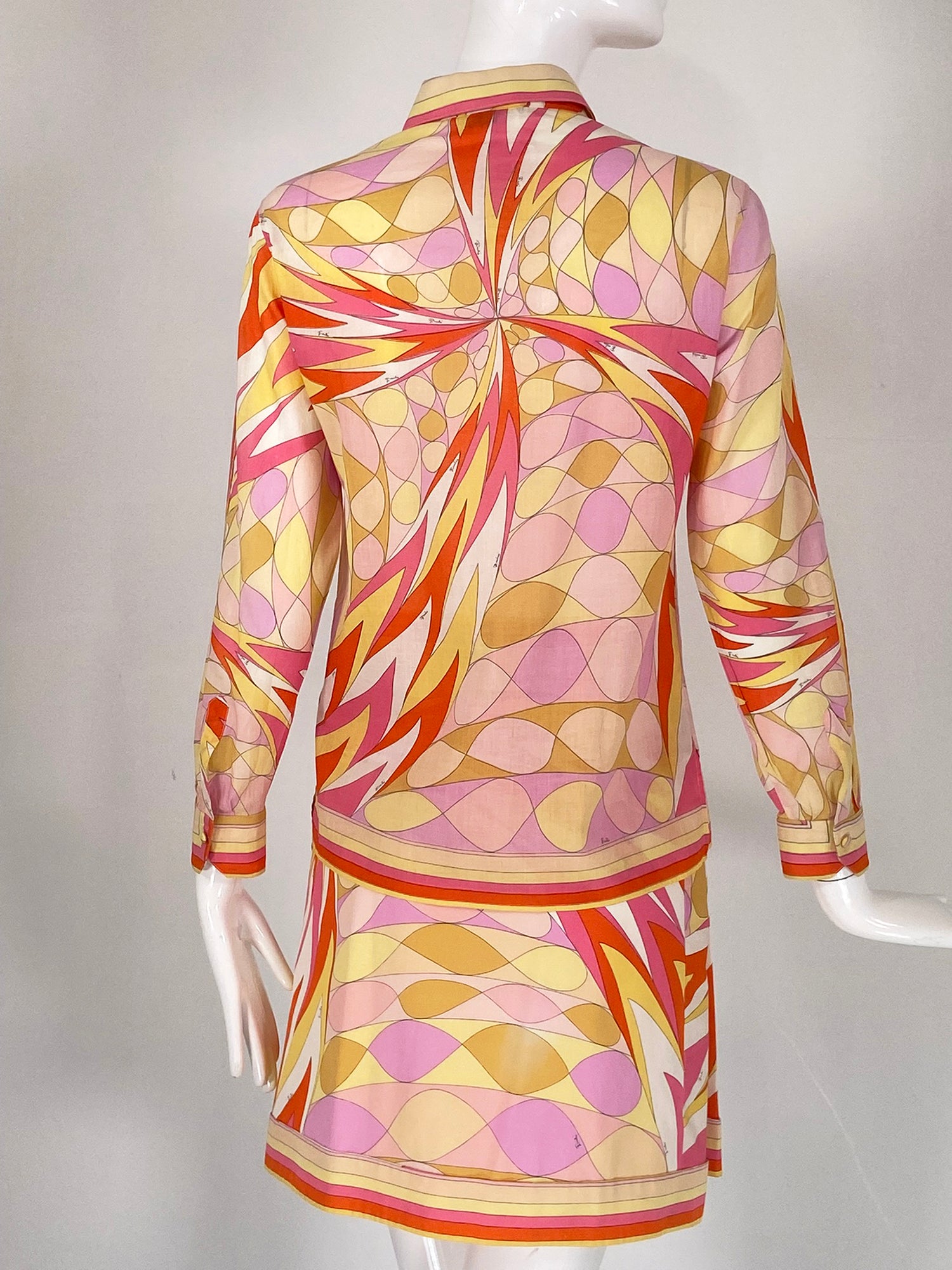 SOLD Emilio Pucci Orange Print Cotton Blouse & Skirt 1960s – Palm 