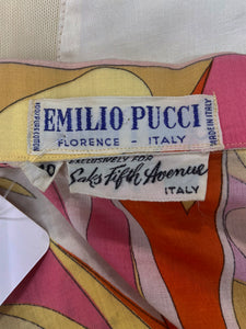 Emilio Pucci Orange Print Cotton Blouse & Skirt 1970s