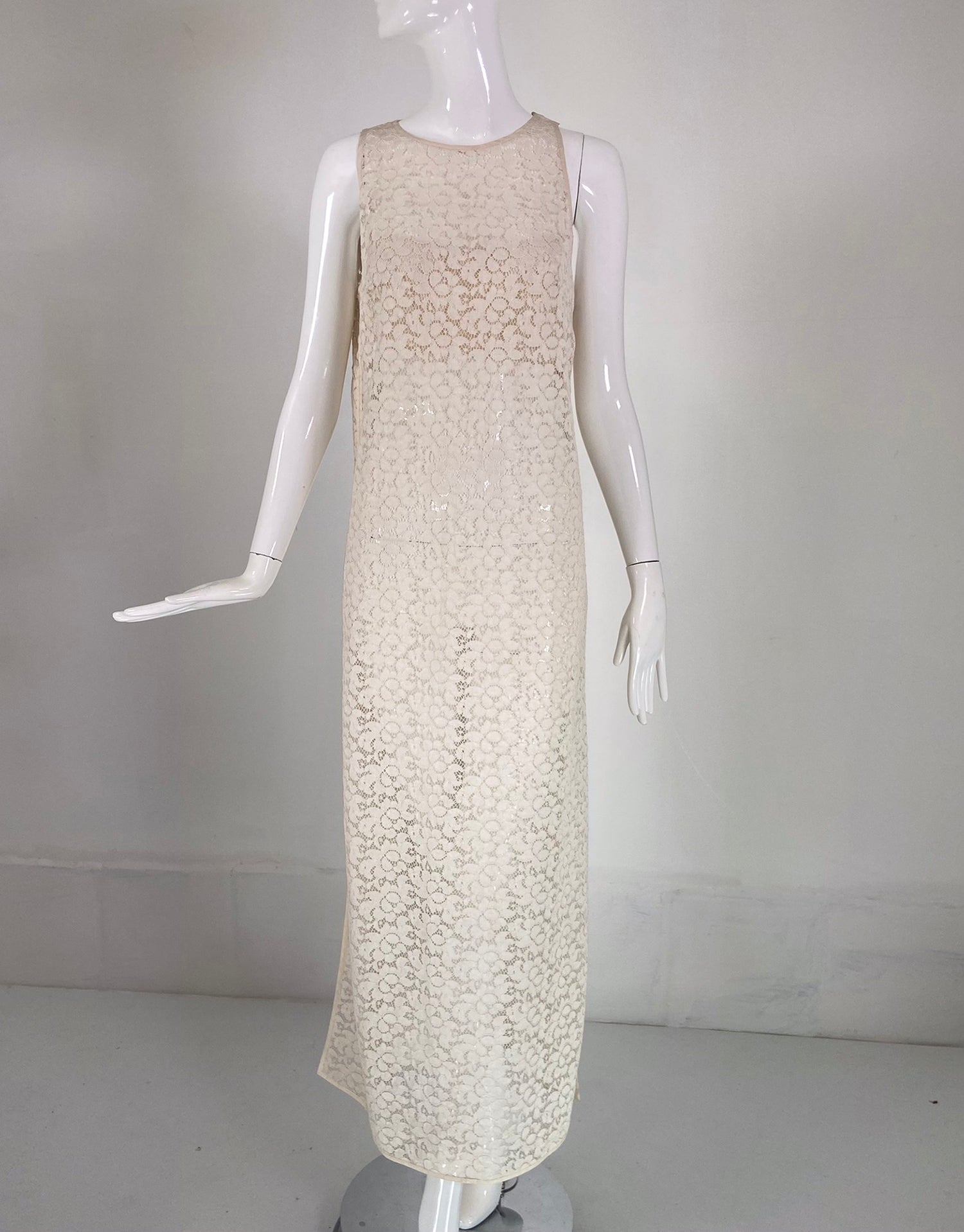 Jiki Monte Carlo Creations Off White Lace Maxi Shift Dress Palm Beach Vintage Jiki Monte Carlo Creations Off White Lace Maxi Shift Dress Palm Beach Vintage
