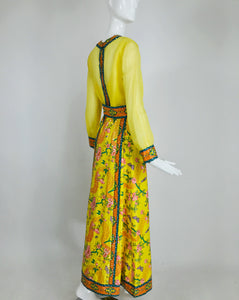SOLD Vintage Tina Leser Original Sequin Citrus Bright Maxi Skirt and Blouse 1960s