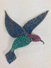SOLD Thelma Deutsch large rhinestone humming bird brooch, 1980s