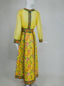 Vintage Tina Leser Original Sequin Citrus Bright Maxi Skirt and Blouse 1960s