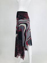 John Paul Gaultier Soleil Printed Mesh Asymmetrical Skirt
