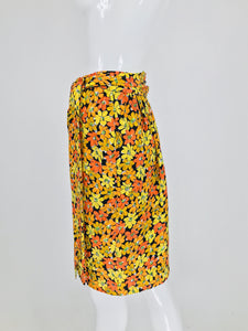 Vintage Yves Saint Laurent Vibrant Floral Silk Print Wrap Skirt