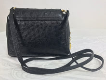 Helene Black Ostrich Cross Body/Clutch handbag Made in Italy 1990s
