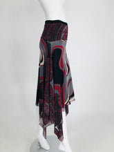 SOLD John Paul Gaultier Soleil Printed Mesh Asymmetrical Skirt